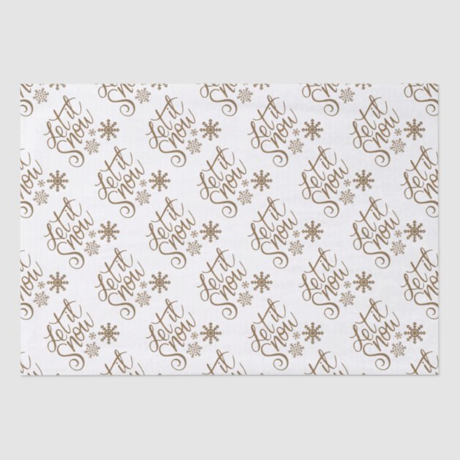Papel De Seda "Deixe-a nevar" Dourada de Natal (Frente )