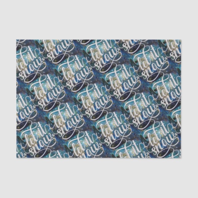 Papel De Seda Deixem que neve a arte do céu à noite repita (Frente )