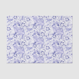 Papel De Seda Delft Blue Bunny Rabbit Birds Elegante Chinoiserie