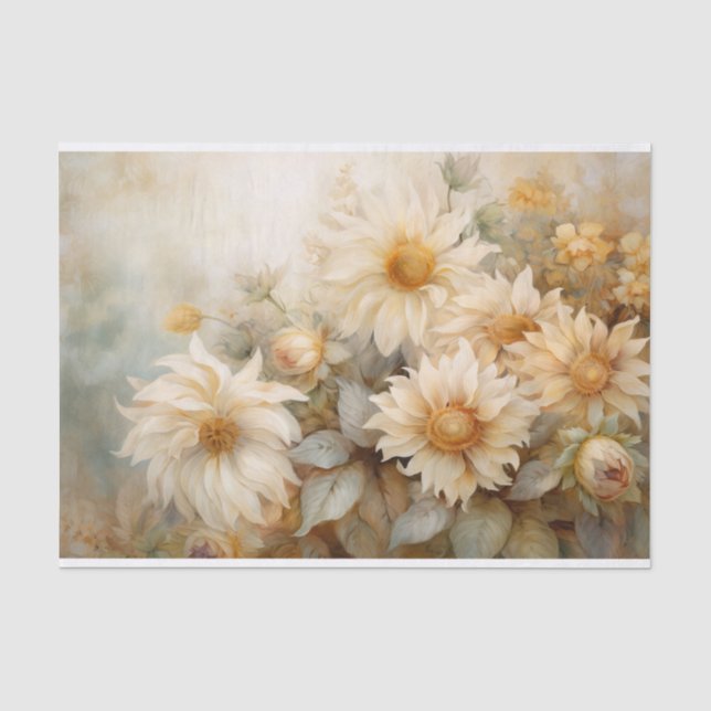 Papel De Seda Delicadas, Suaves Elegantes Flores de Girassol Dec (Frente )