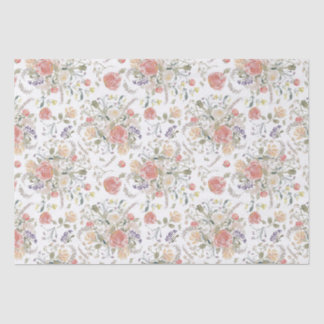 Papel De Seda Delicado coral floral em aquarela - Avery