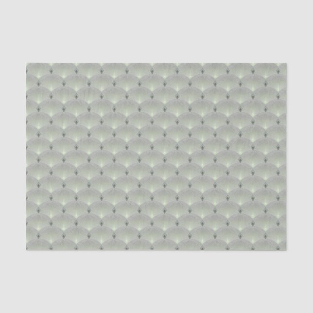 Papel De Seda Delicado verde e cinza, deco de arte. (Frente )