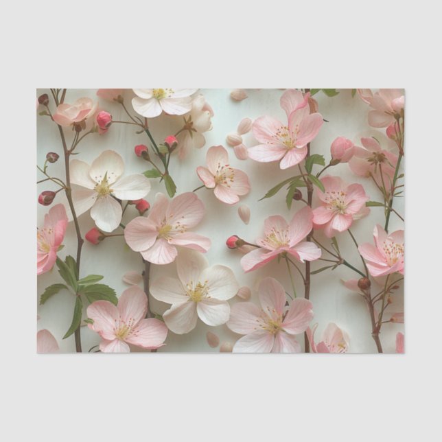 Papel De Seda Delicar Brilhos Rosa em Fundo Branco (Frente )