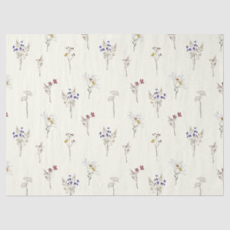 Papel De Seda Delicate Meadow Wildflowers on Ivory White