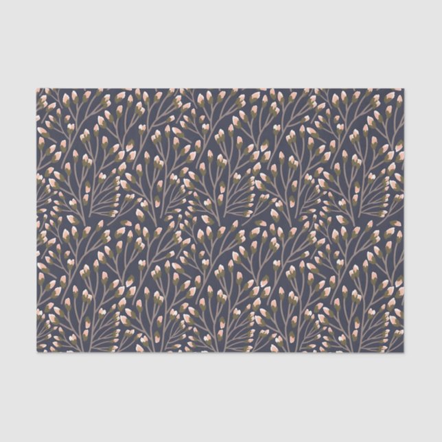 Papel De Seda Delicate Pink Buds on Brown Branches (Frente )