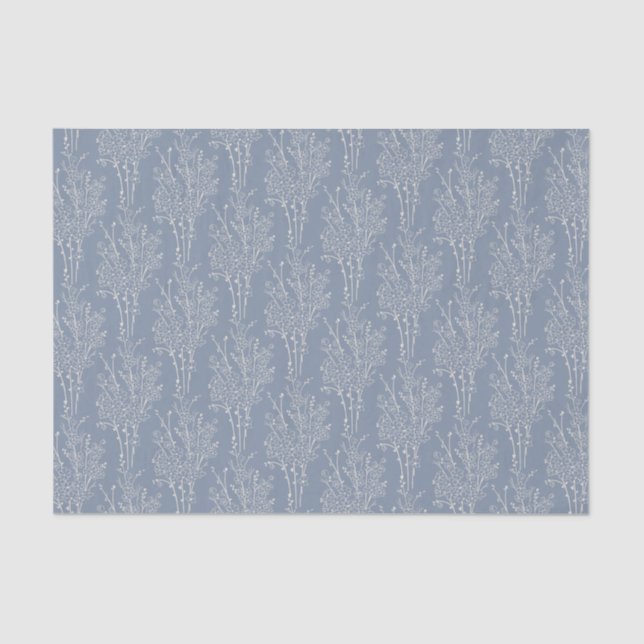 Papel De Seda Delicate Tossed Floral Silhouette | Faded Blue (Frente )