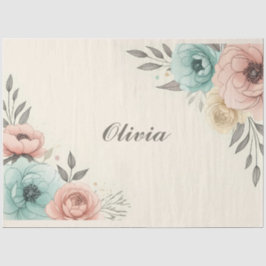 Papel De Seda Delicate Watercolor Flowers Sketchy