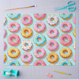 Papel De Seda Deliciosos donuts de creme azuis