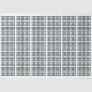 Papel De Seda Denim Blue Sage White Xadrez Verde com Disco