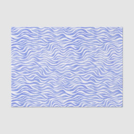 Papel De Seda Denim Blue Watercolor Zebra Print
