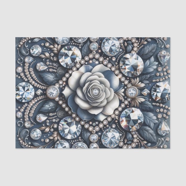 Papel De Seda Denim & Diamond Glam Bling Rosa Joias (Frente )