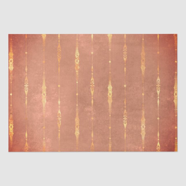 Papel De Seda Derramamento em laranja dourado listrado (Frente )