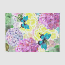 Papel De Seda Desacoplamento de Borboleta Azul Floral buquê
