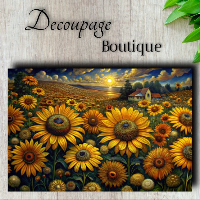 Papel De Seda Desacoplamento de campos de girassol (Sunflower Fields Decoupage Tissue Paper)