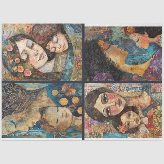 Papel De Seda Desacoplamento de Colagem de Crianças-Mãe 4 (Frente )