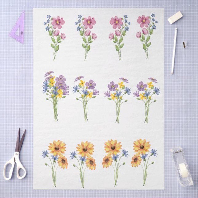 Papel De Seda Desacoplamento de Elementos Florais de Núcleo de A (Arte )