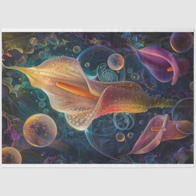 Papel De Seda Desacoplamento de Flores de Calla Vibrantes de Aqu (Frente )