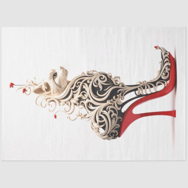 Papel De Seda Desacoplamento de Gato Interligado em Vermelho Alt (Frente )