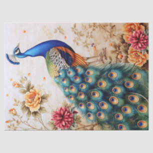 Papel De Seda Desacoplamento de Peacock Floral