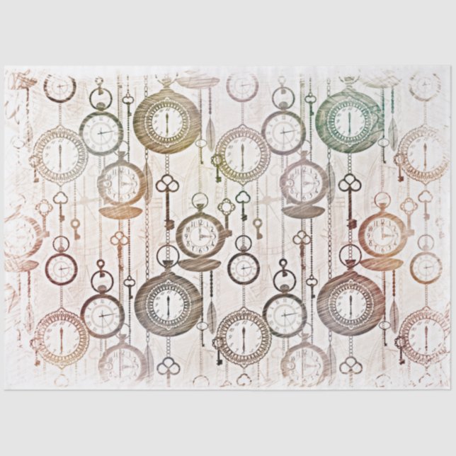 Papel De Seda Desacoplamento de vigias de bolso de tempo e chave (Frente )