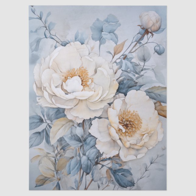 Papel De Seda Desacoplamento do Buquê Floral Branco Grande (Frente )