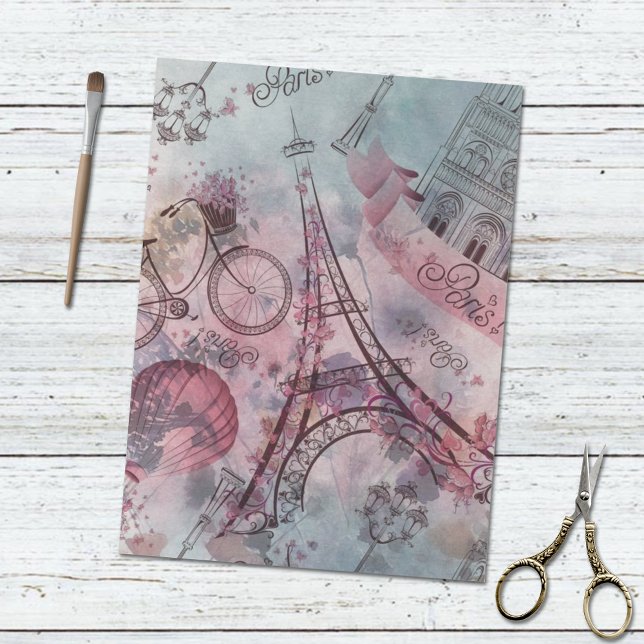 Papel De Seda Desacoplamento do Padrão Floral Retro Paris França (Criador carregado)