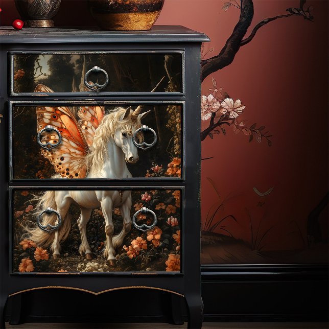 Papel De Seda Desacoplamento Unicórnio Ala Borboleta Laranja (Criador carregado)