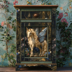 Papel De Seda Desacoplamento Unicórnio Amarelo à Borboleta Azul