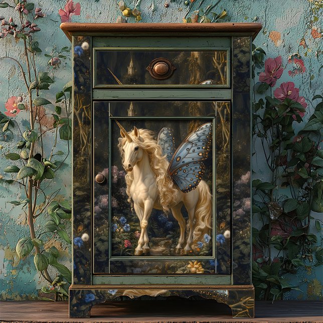 Papel De Seda Desacoplamento Unicórnio Amarelo à Borboleta Azul (Criador carregado)