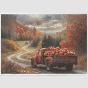 Papel De Seda Desacoplamento Vintage Orange Truck Fall Season Pu