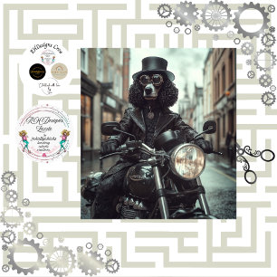 Papel De Seda Desacoplar Biker de Poodle Preto-Preto-Vedante
