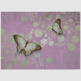 Papel De Seda Desacoplar Borboleta Vintage Moderna Roxo Floral