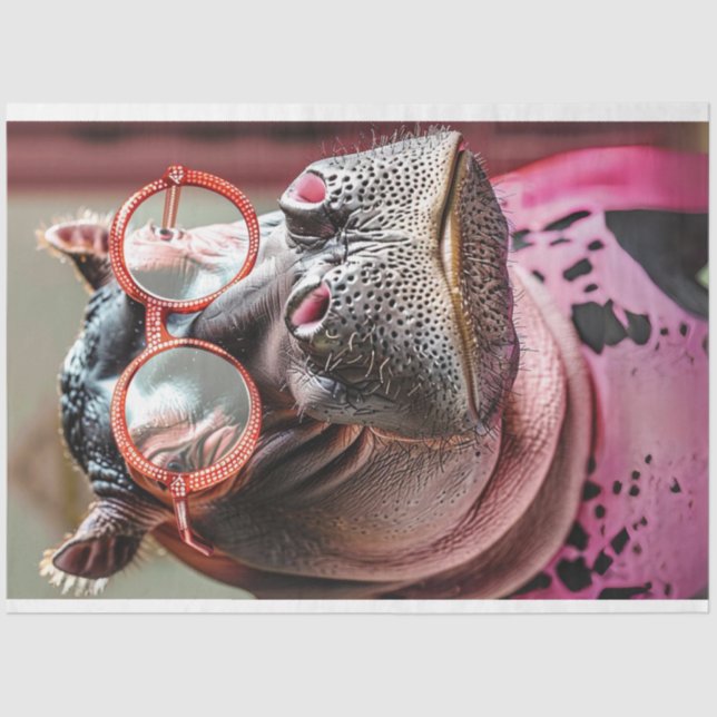 Papel De Seda Desacoplar Fechar Hipopótamos Óculos Vermelhos Gra (Frente )