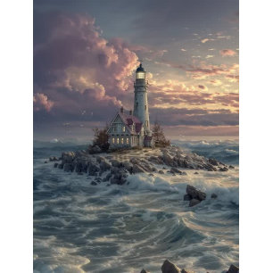 Papel De Seda Desacoplar Lighthouse Stormy Seas