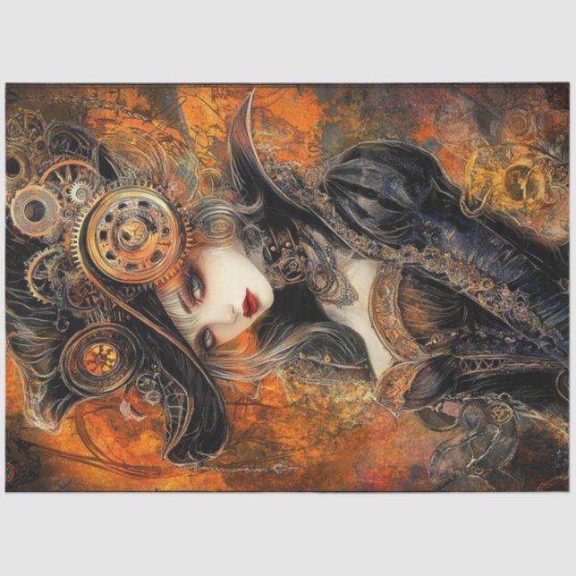 Papel De Seda Desacoplar Vitoriano Steampunk com Ênfase de ferru (Frente )