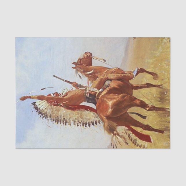 Papel De Seda “Desafio” Arte Ocidental por Frederic Remington (Frente )