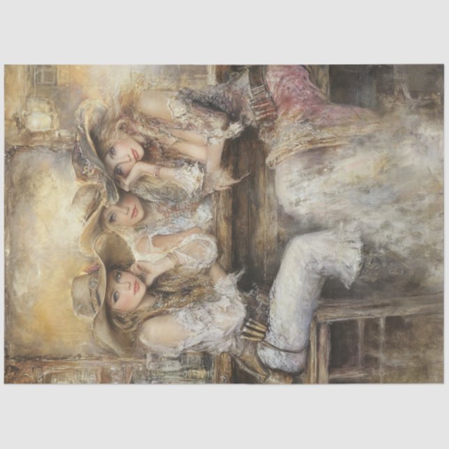 Papel De Seda Desagrupar Mulheres Nostálgicas Salão Ocidental (Frente )