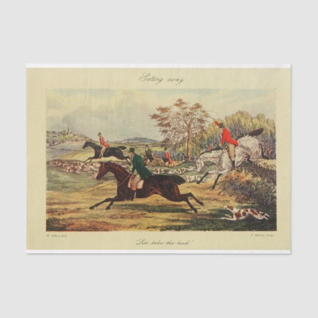 Papel De Seda Desanexação da Fox Hunt Ephemera na Paisagem Vints (Frente )