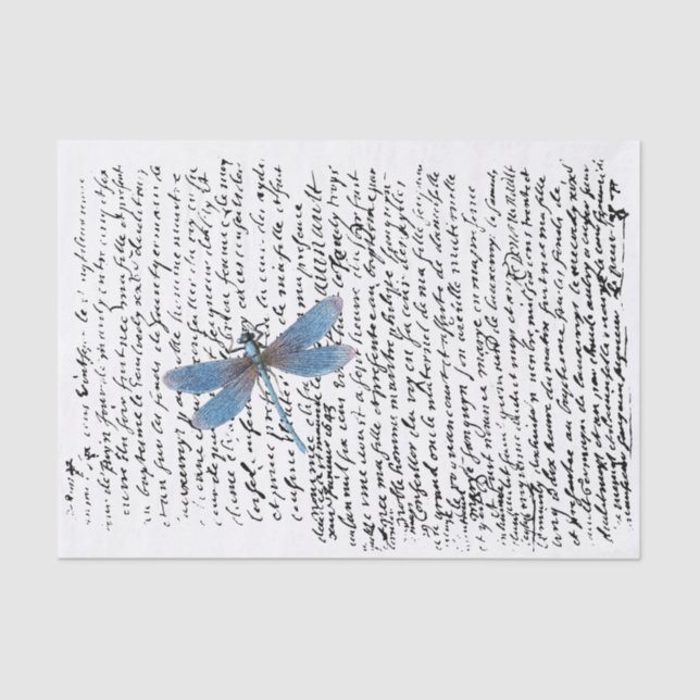 Papel De Seda Desanexação da letra Vintage Dragonfly (Frente )