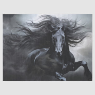 Papel De Seda Desanexação de Cavalo Frísia Preto