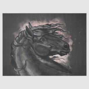 Papel De Seda Desanexação de Cavalo Frísia Preto