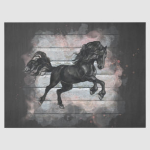 Papel De Seda Desanexação de Cavalo Frísia Preto