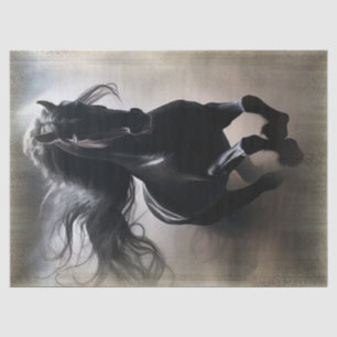 Papel De Seda Desanexação de Cavalo Frísia Preto