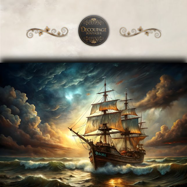 Papel De Seda Desanexação de Envio de Alto Mar de Stormy (Stormy Seas Tall Ship Decoupage Tissue Paper)