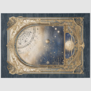Papel De Seda Desanexação de Marinho de Estrelas Celestiais Retr