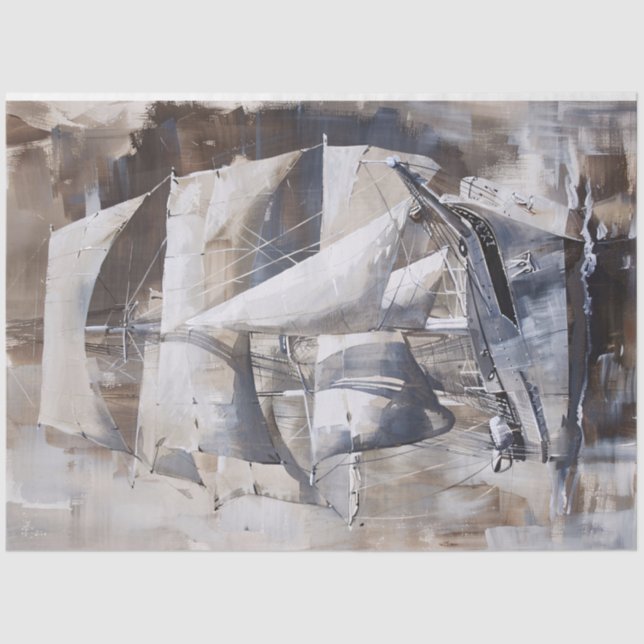 Papel De Seda Desanexação de Pintura de Óleo Náutico de Navio Vi (Frente )