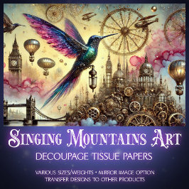 Papel De Seda Desanexação de Voo Steampunk de Hummingbird Whimsi