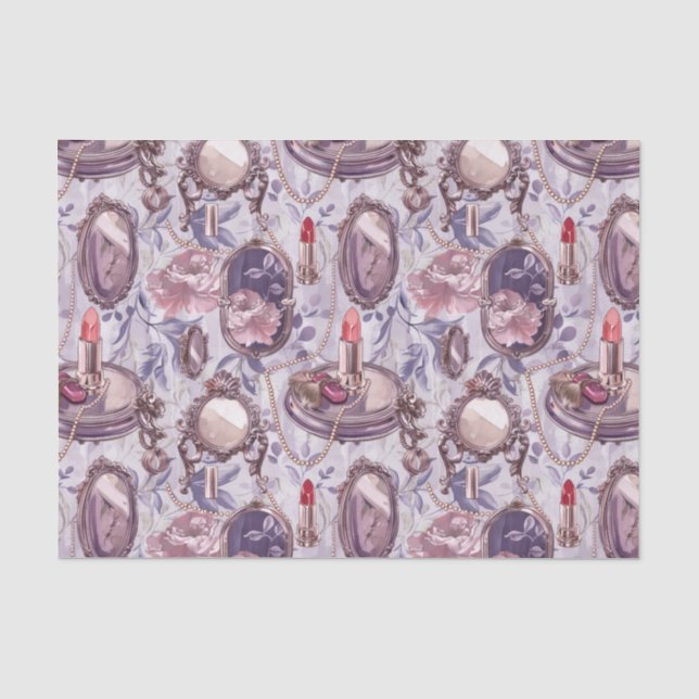 Papel De Seda Desanexação do Espelho do Vanity Compact Retro Mak (Frente )