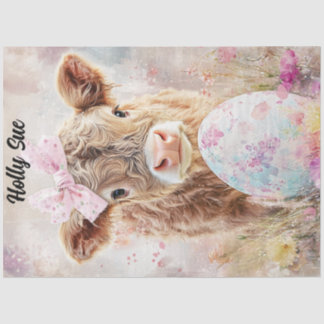 Papel De Seda Desanexar Páscoa Highland Calf Holly Sue Personali
