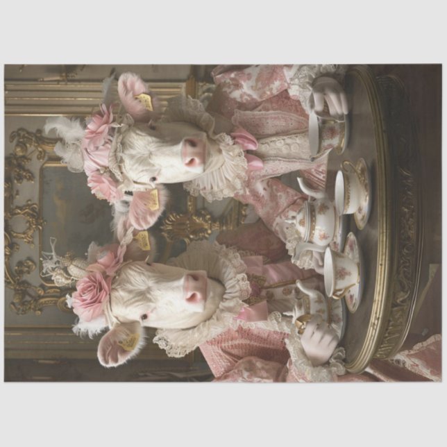 Papel De Seda Desaparece a Vaca Whimsical Daisy & Rosie Tea Part (Frente )